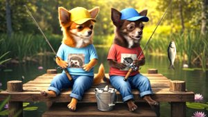 Lucy and Barney Fishing and Apple Harvest at the Country House.