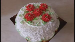Украшение торта кремом БЗК Мастер класс по ХРИЗАНТЕМЕ Кремовые цветы Cake decoration