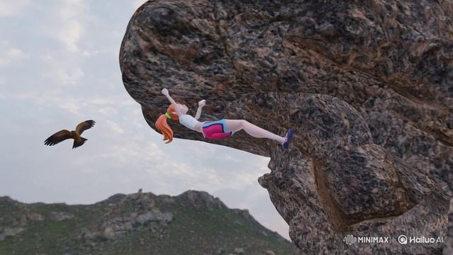 A_girl_climbs_up_a_rock_2