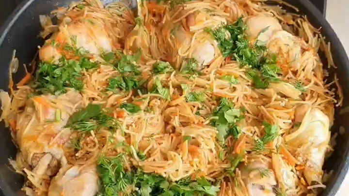 Вермишель «Паутинка» на ужин...🍝🍗😋