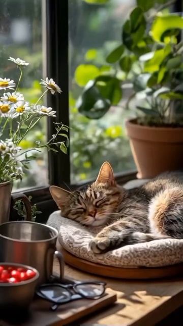 приятного отдыха - котики нежатся на лежанке.mp4