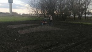 Боронование огорода. Мотоблоком Зубр МТШ-500.