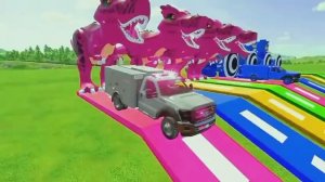 Мультики для малышей.Цветные грузовики с мигалками