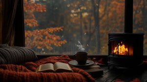 Осенний Шум Дождя с Грозой для Крепкого Сна | Звуки Дождя за Окном и Камин