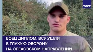 Боец Диплом: ВСУ ушли в глухую оборону на ореховском направлении