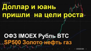 Доллар и юань пришли на цели роста, Мосбиржа ОФЗ золото BTC  SP500 нефть газ
