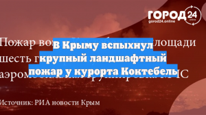 В Крыму вспыхнул крупный ландшафтный пожар у курорта Коктебель