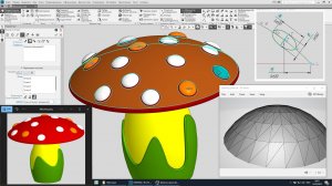 Мухомор в Компас-3D: массивы по точкам, сплайны на поверхности