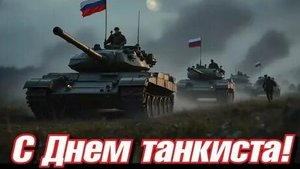 С днём танкиста. Музыкальная открытка поздравление.