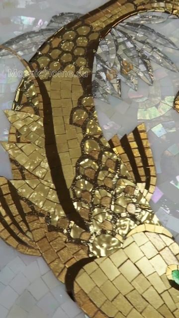 Панно из мозаики Золотые рыбки. Натуральное золото
