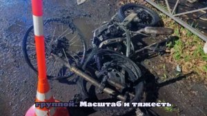 На тюменской трассе после ДТП с грузовиком вспыхнул мотоцикл, есть погибшие