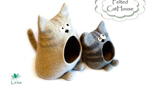 Домик валяный для домашних питомцев, Котодомик валяный, стадия выглаживания войлока