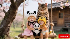 Котики - папа сделал качели