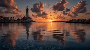 Deep Work Chillout Music | Serene Lighthouse Sunset for Calm Study & Concentration