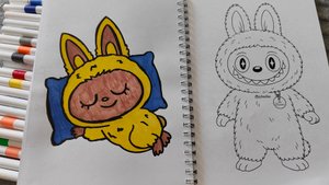 купили раскраску с лабубу для малышей