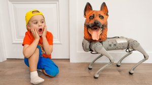 Крис хочет завести домашнее животное и играет с собакой-роботом! Видео от Влада и Ники!