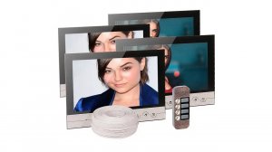 Комплект домофона на 4 квартиры - 4 монитора V90RM и вызывная панель JSB-V084