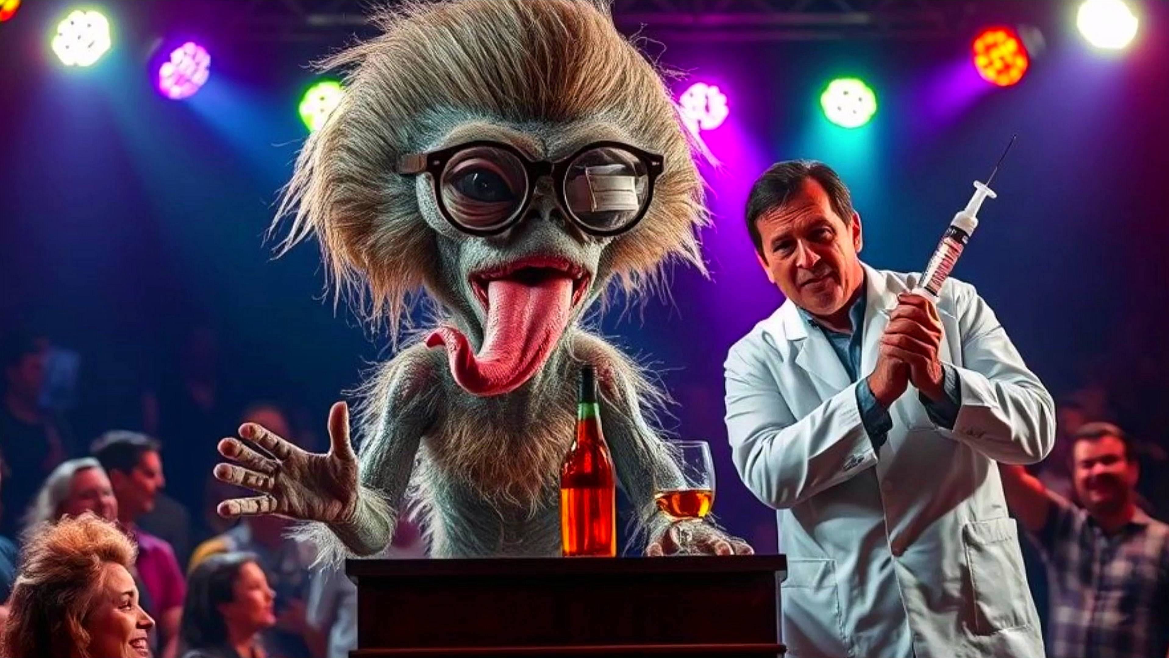 Инопланетянин рассказывает о вреде алкоголя на примере профессора. Аудио приколы с картинками.