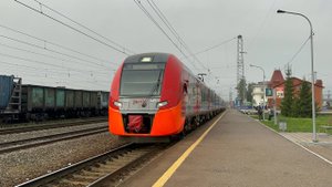 «Девушка помощник!» Электропоезд «Ласточка» ЭС2Г - 148 на ст.Дёма, август 2025 года