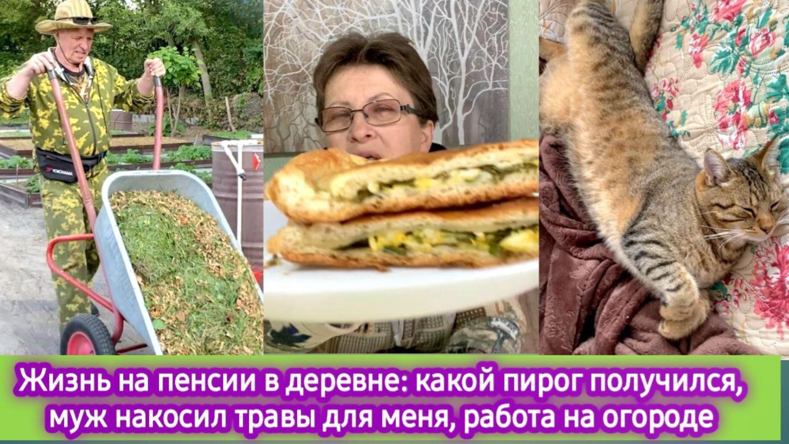 Жизнь на пенсии в деревне: какой пирог получился, муж накосил травы, сегодня у нас рыбный день