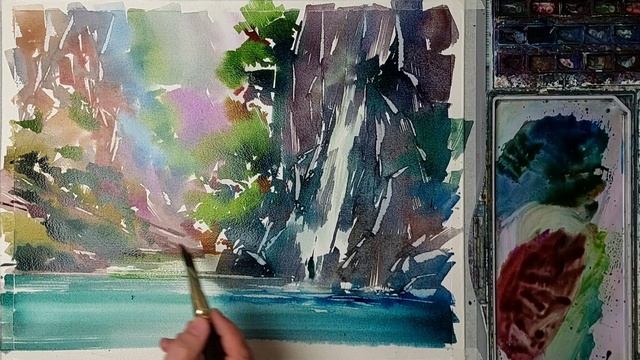 В каньоне, подробный мастер-класс по акварели смотреть онлайн