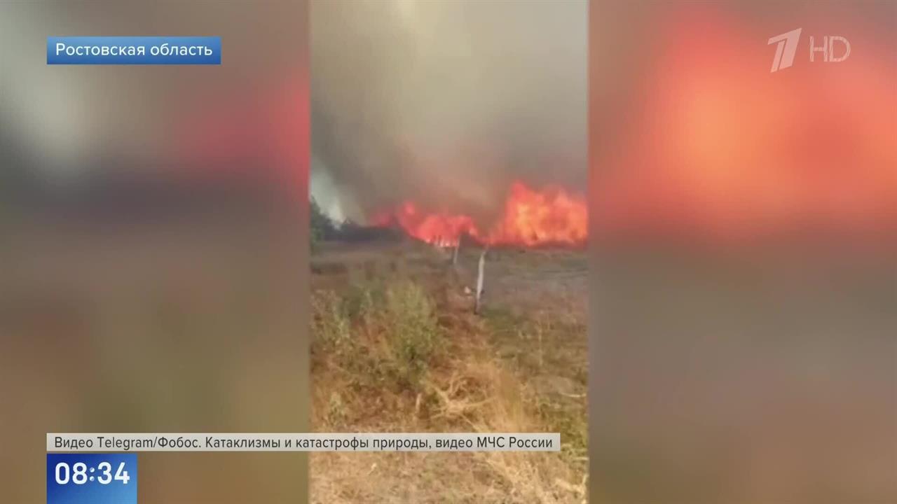 Огненная стена: в Ростовской области деревню спасли от сильного пожара