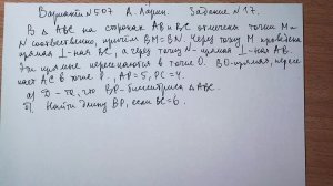 Вариант № 507 А. Ларин. Задание №17. Планиметрическая задача.