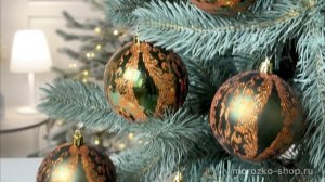 Набор ёлочных шаров ПОДАРОК ЖАР-ПТИЦЫ, пластик, тёмно-зелёный, 8 см, 6 шт., 1000641