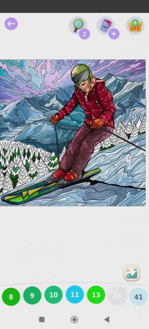 Спуск с горы на лыжах