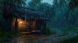 Night Rain with Gentle Thunder in the Forest – Relaxing Atmosphere