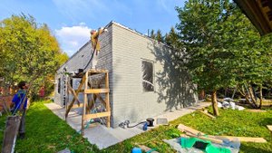 Покраска дома, построенного по технологии ТЕХНОБЛОК