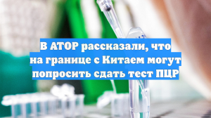 В АТОР рассказали, что на границе с Китаем могут попросить сдать тест ПЦР
