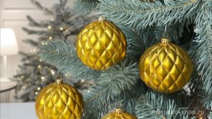 Набор ёлочных шаров КВИЛТЕД, пластик, золотой, 8 см, 6 шт., 1000626