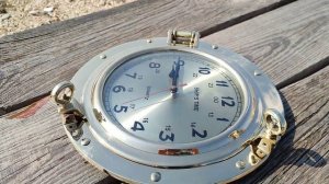 Часы настенные в форме Иллюминатора латунные , диаметром 28,5 см 0349