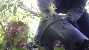 Вытряхиваю использованную землю из садоводческих горшков