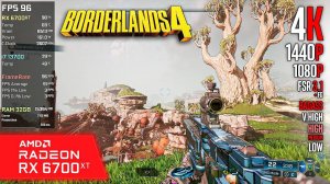RX 6700 XT | Borderlands 4 - 4K, 1440p, 1080p, FSR 3.1 + FG - Badass, V.High, High, Medium, Low