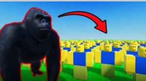 100 игроков против горилыы! Сражаюсь вместе с подписчиком Глебом против гориллы в роблокс!