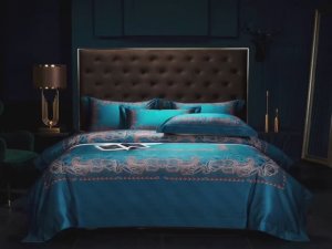 Комплект постельного белья в стиле Hermes «Бирюзовый орнамент»