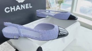 Туфли женские в стиле Chanel из сиреневого твида