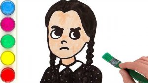 Рисуем и раскрашиваем Уэнздей Аддамс (Wednesday Addams). Детям и начинающим