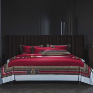 Комплект постельного белья в стиле Hermes «Красный орнамент»