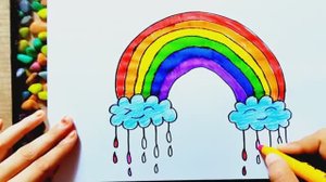 Как нарисовать радугу и рисунок облаков || Милый рисунок радуги || Пошаговый рисунок радуги