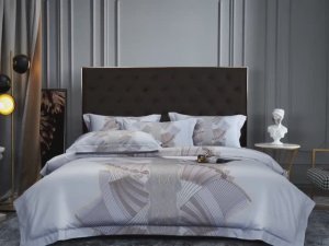 Комплект постельного белья в стиле Hermès из сатина геометрический орнамент