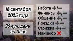 Лунный день 18 сентября 2025 года
