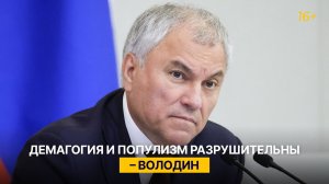 Демагогия и популизм разрушительны – Володин