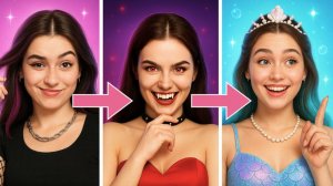 Э-гёрл превращается в вампира 🧛♀️ и русалочку 🧜♀️ всего за одну ночь ✨