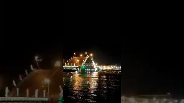 Ночной развод моста в Петербурге. смотреть онлайн