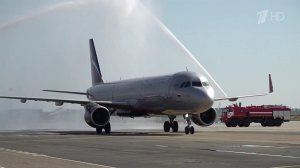 Первый рейс после возобновления полетов совершен из Москвы в аэропорт Краснодара