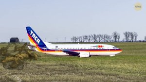 Самолет, который приземлился после того, как его потолок разорвался