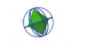 3D-композиция - Зелёный Кристалл в 4 синих кругах